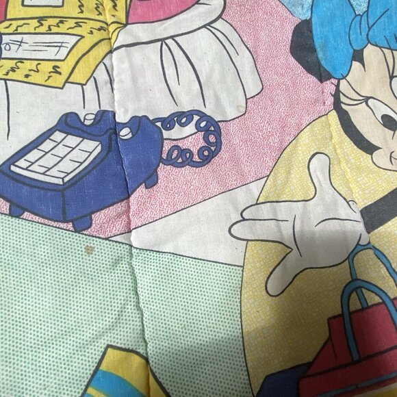 Vintage Disney 80's Minnie Mouse Complete Comforter Signs Of Wear - Picture 5 of 5